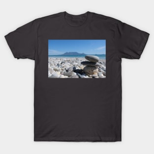 Blouberg Beach Table Mountain Stacked Rocks T-Shirt